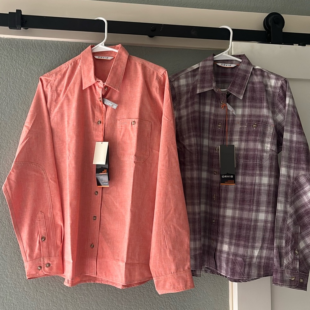 Lot of 2: NWT Orvis Women’s Performance Tech Button-Down Shirts UPF 30 - Sz M